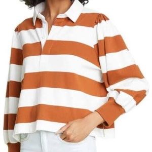 VERONICA BEARD PRESTO RUGBY STRIPED POLO TEE SHIRT